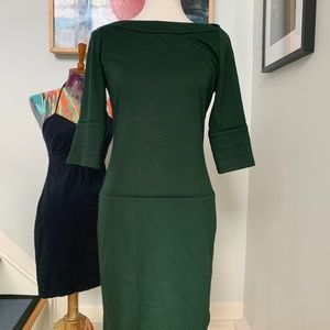 Forest Green Drop Waist Cotton Dress